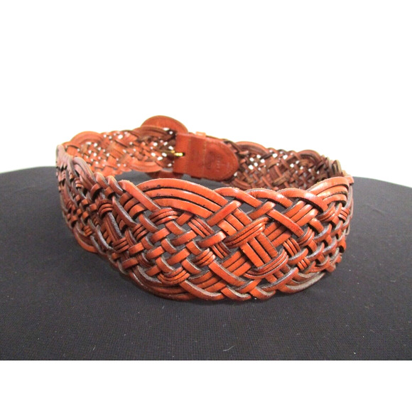 Fossil Brown Braided Leather Wide Women's Belt Size S, 25"-29" - Picture 5 of 8